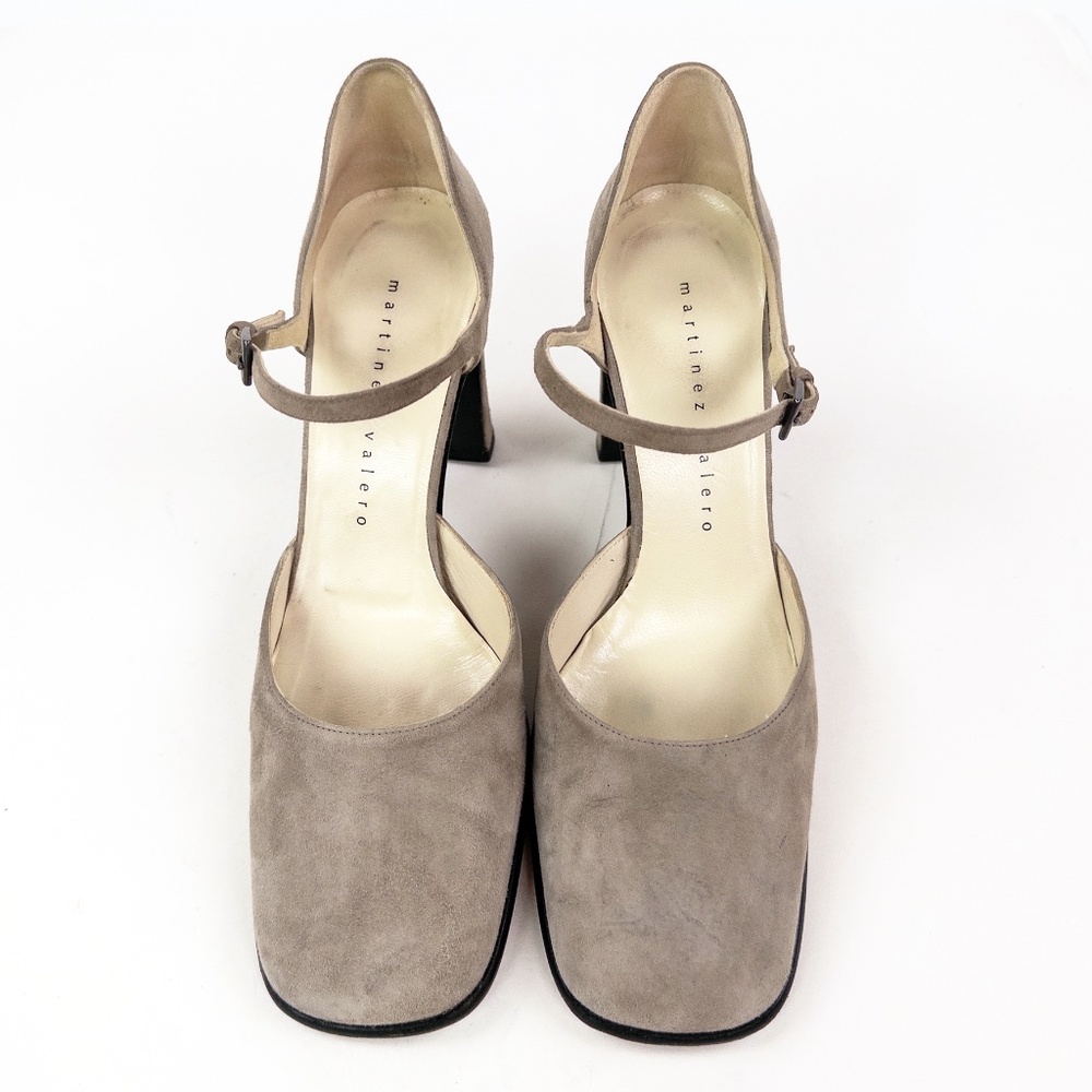 Vintage Martinez Valero Suede Mary Jane Block Heels Pumps - Picture 3 of 8
